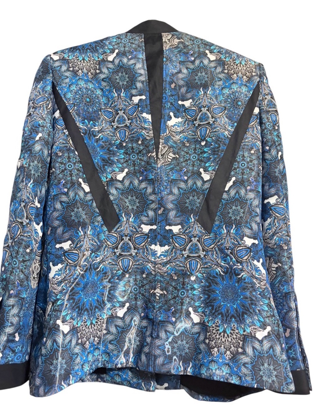 Helmut Lang Printed Blazer Size 6 Blue Multi Silk Paisley Designer Statement - Picture 4 of 6